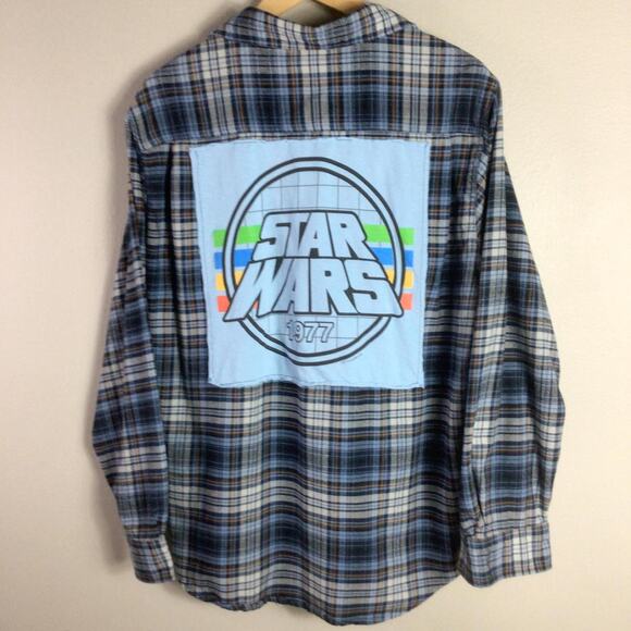 Reworked Retro STAR WARS 1977 Flannel rugged disney Large - Picture 1 of 5